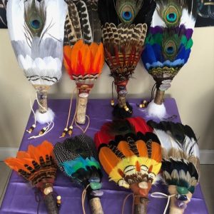 Shamanic Crystal Feather Fans