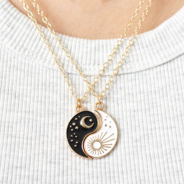 Pair of Yin Yang Best Friend Pendant Necklaces - Image 2